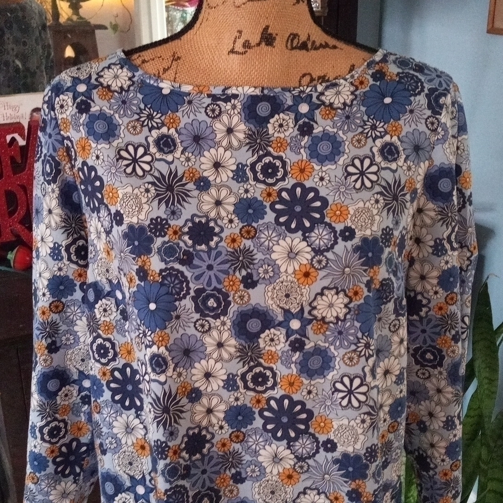 Dalia Blue & Mustard Floral Blouse
